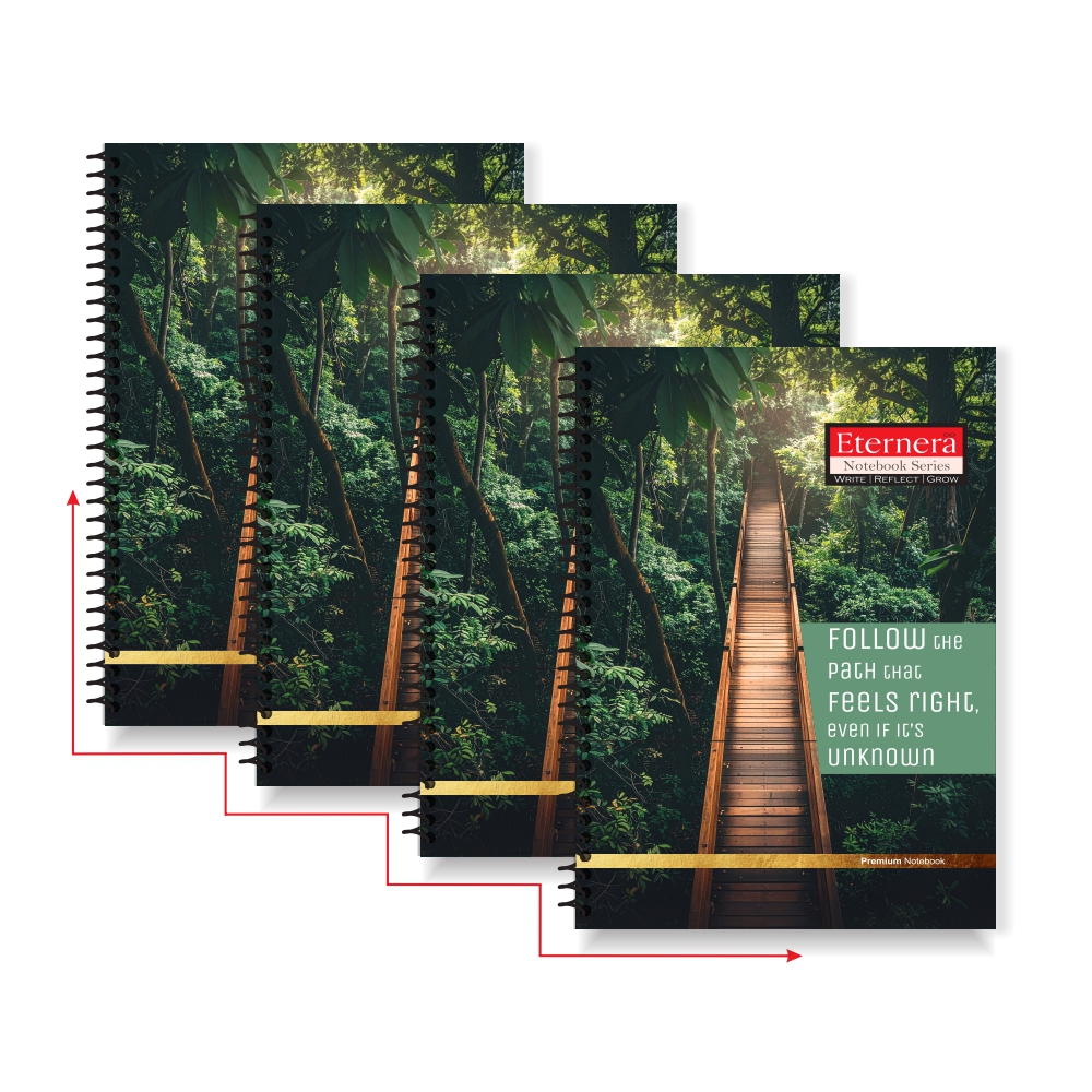 Eternera Premium A5 Notebook (Pack of 4) | Single Ruled | 140 x 215 mm | 160 Pages Each | Smooth Writing Paper | Durable Binding | Hybrid Matte/Gloss/UV Finish | Office, School & College Use
