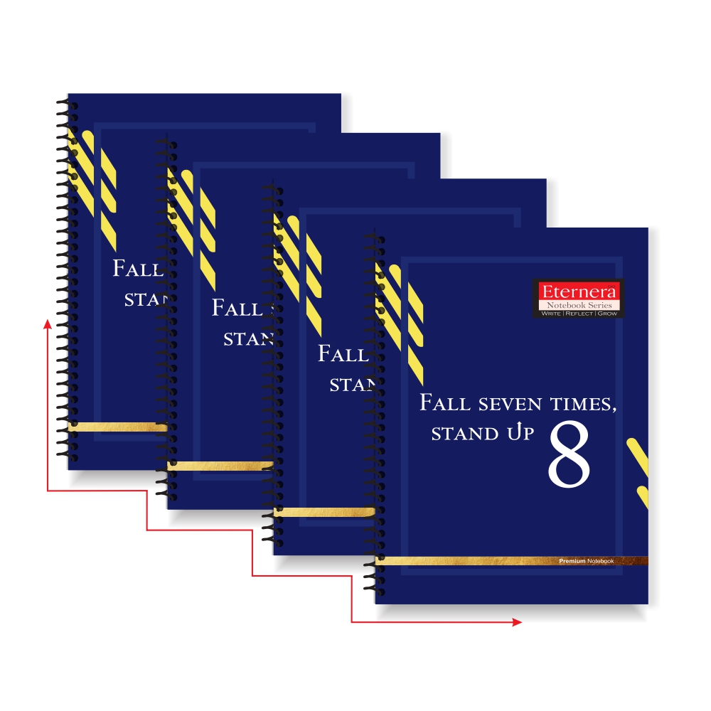 Eternera Premium A5 Notebook (Pack of 4) | Single Ruled | 140 x 215 mm | 160 Pages Each | Smooth Writing Paper | Durable Binding | Hybrid Matte/Gloss/UV Finish | Office, School & College Use