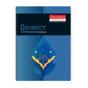 Eternera 6 Subjects Premium Notebook | Single Ruled | 300 Pages | 18 × 24 cm | Multi-Section Spiral Notebook for School, College & Office
