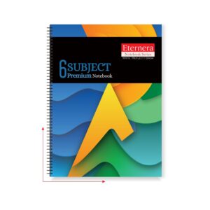 Eternera 6 Subjects Premium Notebook | Single Ruled | 300 Pages | 18 × 24 cm | Multi-Section Spiral Notebook for School, College & Office