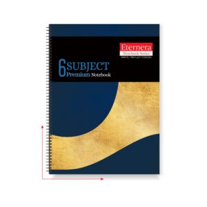 Eternera 6 Subjects Premium Notebook | Single Ruled | 300 Pages | 18 × 24 cm | Multi-Section Spiral Notebook for School, College & Office